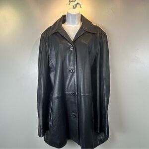 Vintage Stone Mountain Leather Jacket Womens XXL Black Button Up Soft
